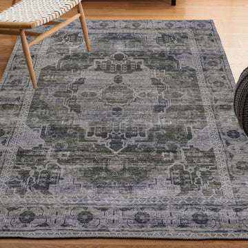 Alanya Ornate Medallion Washable Area Rug